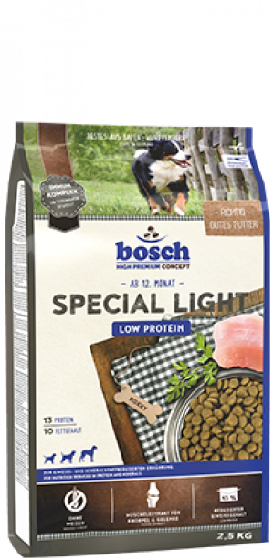 BOSCH Special Light - sausā barība suņiem  12.5kg Cena norādīta par 1 gb. un ir spēkā pasūtot 2 gb.